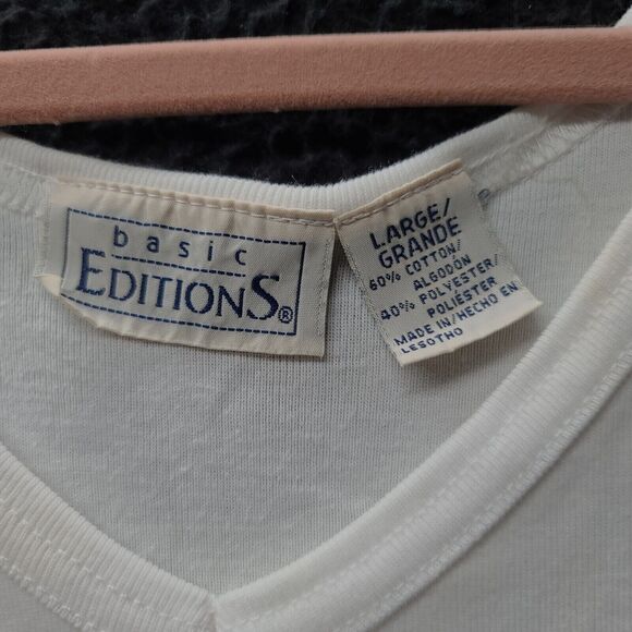 Basic Editions Womens Tank Top White Size Large Cotton/Polyester Blend Pullover - Picture 5 of 12